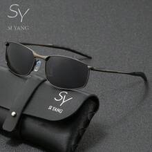 SY SI YANG Brand Fashion Polarized Men's Sunglasses Eye Protection Driving Metal Frame Business Square Sunglasses, Comes With Exquisite Glasses Protective Case And Cleaning Cloth - A - View 15