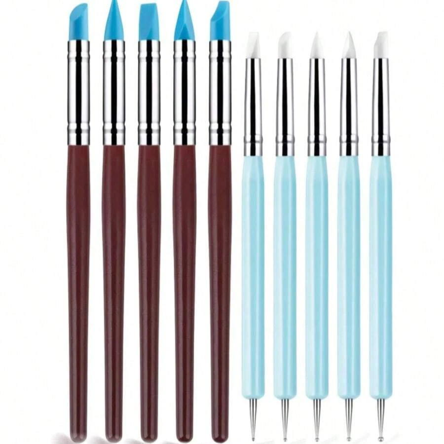 5pcs/10pcs/25pcs/30pcs Silicone Sculpting Tool Set: Rubber Tip Silicone Brushes, Suitable For Painting, Clay Modeling, Sculpting, Carving And Fingerprint Removal - Multiple Styles - View 1