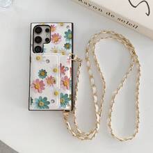 1件装优雅花卉豹纹图案卡包斜挎钱包手机壳，兼容三星Galaxy S26 S25 Edge S24 S23 S22 S21 S20 FE Note 20 Ultra A17 A16 A15 A07 A52 A53 A54 A25 5G, 10 9 Pro XL 8 7 6 9a 8a, Note 15 Pro 14 13 4G Poco C75，PU皮革多功能保护套 - 花朵75 - 查看 7