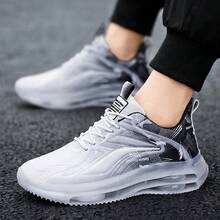 Plus Size Men's Casual Breathable Sports Running Shoes, Outdoor Fashion Solid Color Lightweight Training Sneakers - Grey - View 5