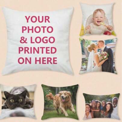 1pc Custom Photo Printed DIY Pillowcase, Personalized Single-Sided Printed Pillow Cover For Pet, Friends. Perfect For Wedding, Festival, Party, Mother's Day, Ideal Gifts For Him Her, Friends, Students For Weddings, For Housewarming, Bedroom/Living Room, Sofa/Bed, Custom, Custom Pillow, Room, Custom Pillow, Custom, Room ,Forever Love, Aesthetic Room Decor