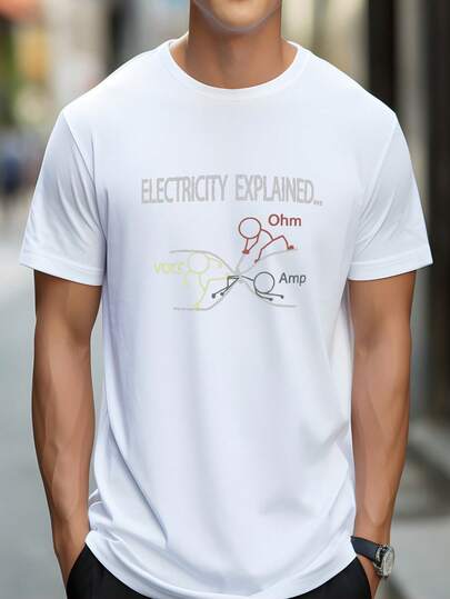 Camiseta Casual de Manga Corta y Cuello Redondo para Hombre, Hecha de Tejido de Punto Microelástico, con Diseño Estampado, de Corte para Actividades al Aire Libre, Ofreciendo Comodidad y Transpirabilidad para el Verano. 4L8Y