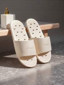 Hollow Breathable Bathroom Slippers, PVC Non-Slip Soft Bottom Home Sandals, Unisex Quick-Drying Shower One-Strap Slides - Slippers - View 14