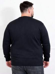 Plus Size Men's Winter Sweater/Blouse With V-Neck, Sizes G1-G4 - màu đen - Xem 2