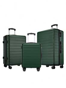 20 Inch 24 Inch 28 Inch Luggage Suitcase Carry On Cabin ABS Spinner Wheels Password Lock Lightweight 3 Piece Set Small Medium Large Holiday Travel - 墨綠色 - 查看 10