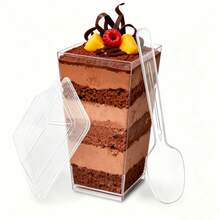 Bộ 20/40/80 chiếc ly tráng miệng thanh lịch, ly mousse tái sử dụng có nắp và thìa, ly bánh mini trong suốt, ly sữa chua vuông, ly pudding hình thang, thích hợp cho sữa chua, bánh ngọt, pudding, trái cây, món khai vị, tiệc tùng và đám cưới, Giáng sinh, Halloween, Lễ Tạ ơn. - - - Xem 1