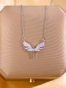 1pc Angel Wings Necklace Pendant, Creative Wings Necklace, Gift For Girlfriend/Wife - Silver - View 1