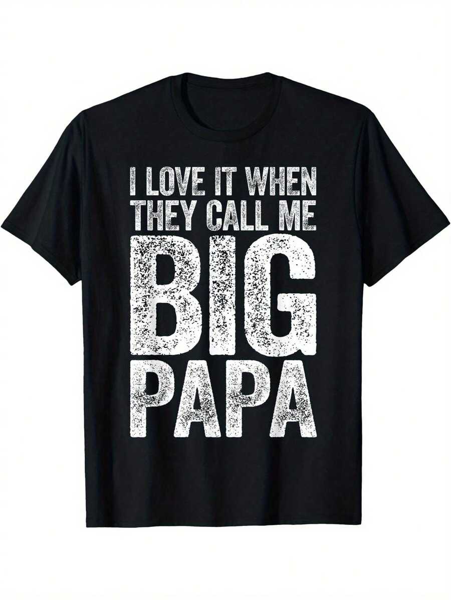 Camiseta gráfica para hombre con una declaración audaz - Me encanta cuando me llaman "Gran Papá". Camiseta negra casual con letras blancas desgastadas, ideal para el Día del Padre, eventos al aire libre y uso diario. Hecho de tela resistente, talla grande - Negro - Ver 1