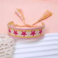 1 pieza Brazalete trenzado hecho a mano con bordado de pentagrama - Multicolor - Ver 3