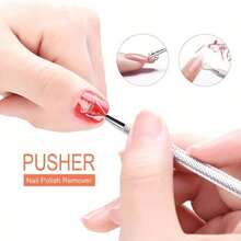 2 pièces Repoussoirs à ongles professionnels en acier inoxydable - Coupe-cuticules et polissoir de précision, conçus pour le retrait des ongles en gel, manche ergonomique, idéal pour la manucure de qualité salon et les outils de technicien des ongles - A - Voir 7