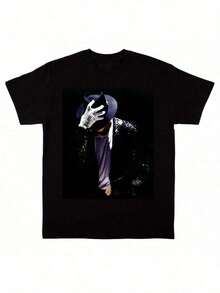 Men's Graphic T-Shirt,Jersey Hombre, Baggy Hombre, Chándal Hombre, 180g Pure Cotton Glove On Face Vintage 80s Style T Shirt Stretched Versatile Slightly Stylish Fashion Unisex Breathable Print Round Neck Short Sleeve Designer Clothes Top For Casual Attire Homme Graphic Streetwear Summer Soft Comfortable Casual - 黑色1 - 查看 1