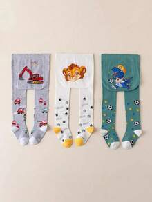 3 Pairs Kids Tights, Cute Cartoon Pattern, Breathable, Comfortable, Fashionable Baby Pantyhose - Multicolor - View 6