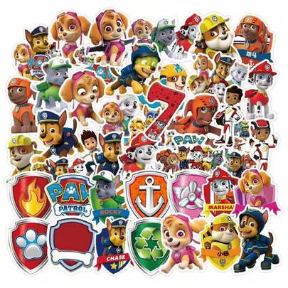  50pcs Paw Patrol Stickers, American Comic Children's Toy Stickers, Slap Stickers, Gacha Creative Journaling Materials, Stickers