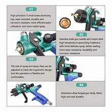 High-Precision HVLP Air Spray Gun, 15-Hole Brass Atomizing Cap With 600ml Cup, Alloy Forged Body & Ergonomic Grip, Professional Auto Paint Sprayer For Car Topcoat & Furniture Refinishing - 油漆噴漆槍 - 查看 11