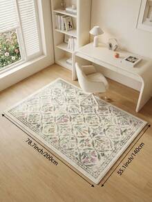 1 pieza Alfombra de sala de estar con diseño floral de hojas de color claro, adecuada para cocina, comedor, dormitorio, decoración de vacaciones, interior/exterior, oficina, vestíbulo, felpudo antideslizante, alfombra de baño, pasillo, área de estudio y juegos - Multicolor - Ver 9
