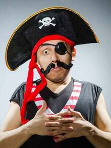 1/2 件套：海盗帽 + 骷髅印花海盗眼罩，海盗船长服装帽，海盗配饰，派对帽，化装舞会，趣味角色扮演船长帽，情人节礼物。 - 彩色 - 查看 3