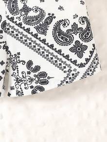 Baby Girls' Bohemian Style Camisole Top And Shorts Set, Summer - Black and White - View 6