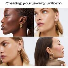 Earrings For Women - Hypoallergenic Water-Resistant Tarnish-Free Chunky Earrings For Women - 14K Gold Plated & Silver Rhodium Plated Hoops - Small, Medium & Large Size - Gold-Medium - 查看 4
