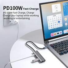 Lenovo S705 Type-C To HDMI Docking Station Splitter, 4K 30Hz Screen Mirroring, PD 100W Fast Charging, Suitable For Desktop And Laptop Expansion Hubs, Aluminum Alloy Casing For Rapid Heat Dissipation, Promoting Efficient Office Work. - View 4