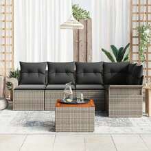 vidaXL Gartensofa-set mit Kissen 6 pcs Grau Poly-Rattan - Gris - Voir 3