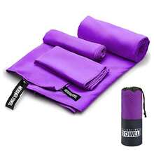 Toalla Deportiva EASYTAO Toalla Microfibra 3PCS Toalla Gym Suave y Ligero para Natacion Deporte Baño Viajes Yoga Etc con Una Bolsa 3 Tallas 76 * 152cm+40 * 80cm+30 * 30cm Violeta - Violeta - Ver 2