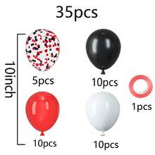 35pcs/45pcs 10-Inch Red & Black Latex Balloons, Multicolor Confetti Balloons With Ribbons, Suitable For Birthday, Graduation, Wedding, Bridal Shower Party Decoration - Mixed Set 02 - View 3