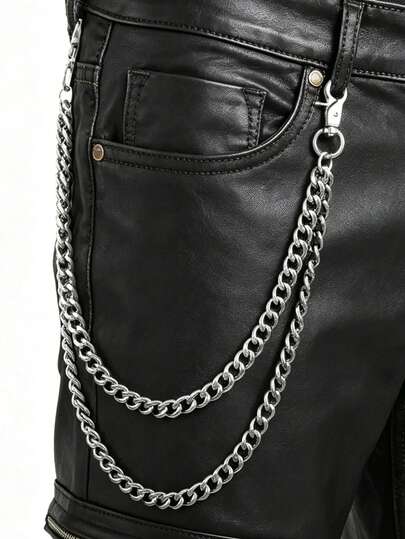 1pc Fashion Multi-Layer Chain Pants Chain, Hip Hop Metal Waist Chain, Versatile Personalized Jeans Chain, Suitable For Daily Wear