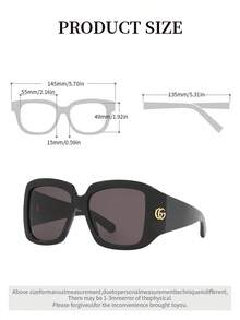 GUCCI GG1402SA-001 55 Women's Fashionable Luxury Black Acetate Frame Grey Lens UV Protection Glasses - Black - View 6