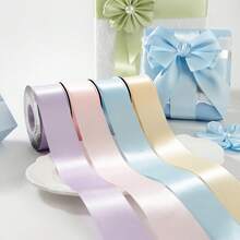 5 Rolls Colorful High Density Polyester Satin Ribbon, Soft Texture, Suitable For Flower Gift Wrapping, Fruit & Blue Decor Bows, Cake Baking Packaging Tapes, Handmade Sewing Craft DIY Bow Ribbons - Style 1 - View 3