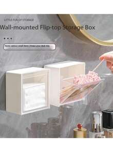 4/2/1 pieza Soporte de pared para hisopos de algodón, organizador de cosméticos, organizador de joyas, estante de almacenamiento de plástico, para organizar y almacenar hisopos de algodón, hilo dental, lazos para el cabello, pinzas para el cabello, almohadillas de algodón, borlas de polvo, etc., adecuado para el hogar, dormitorio, lugares comerciales, baño, decoración de la habitación, caja de almacenamiento con tapa abatible, caja de almacenamiento de baño, almohadillas de algodón para el hogar, hisopos de algodón, accesorios para el cabello, organizador de lápices labiales adecuado como regalo o favor de fiesta. También como un regalo de Navidad. - Multicolor - Ver 11