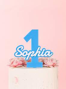 1pc Personalized Acrylic Cake Toppers With Custom Names And Numbers - Birthday Party Decorations, Lightweight Design, Suitable For Cakes, Cupcakes And Desserts, Party Accessories | Personalized Cake Hats | Lightweight Top Cover - Name + Age / Two-tier Cake Insert - View 2