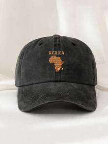 1pc Unisex Soft Top Baseball Cap, Casual Sun Hat, Washed Africa Map Print Curved Brim Dad Hat, Suitable For Daily Outing, Vacation, Travel,Beach,Festival - A - View 17