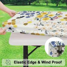 1pc Bee Theme Tablecloth, Countryside Style, Suitable For Birthday Party Table Decor, Rectangular Tablecloth For Home Kitchen Decor, Room Decor, Party Decor, Kitchen Decor Cloth, Room And Outdoor Personalized Decor, Perfect Gift, Suitable For All Seasons, Hardworking Bee Pattern - A - View 3