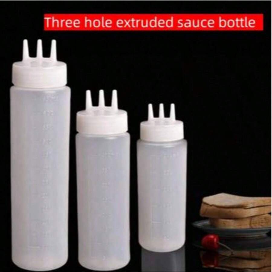 1 chai bóp, chai đựng nước sốt, chai đựng gia vị, chai bóp 3 lỗ, dùng cho salad, nướng thịt, làm bánh, cắm trại, dụng cụ nhà bếp, nước sốt salad, tương cà, gia vị. - trắng - Xem 1
