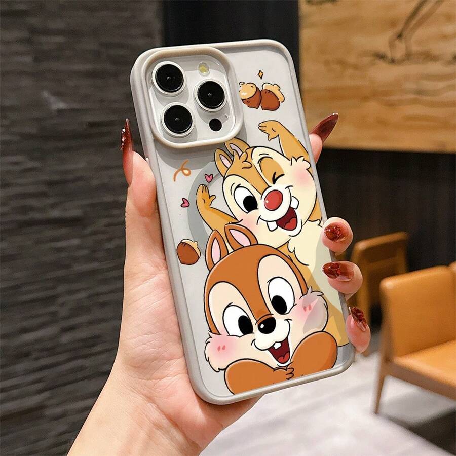 Inspired By A Minimalist "Macaron" Aesthetic, This Disney Chip 'n' Dale-Themed Phone Case Features An Exquisite And Elegant Design. The Case Is Equipped With Shock-Absorbing Bumpers For Drop Protection And Supports Magnetic Charging Functionality. Compatible With The IPhone17 Pro Max/17 Pro/17 Air/17, 16, 15, 14, 13, 12, 11 Pro Max, X, XR, And XS Max Series, As Well As The SamsungS22/23/24/25 Series, It Makes For An Ideal Holiday Gift For Friends And Family. - 淺灰色 - 查看 1