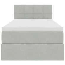 vidaXL Bett Mit Stauraum Und LED Mit LED Hellgrau 90 X 200 Cm Samt - Grey - View 8