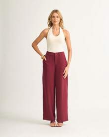 Women's Classic Casual Linen Palazzo Pants By Flor De Calia - Màu Tím - Xem 1