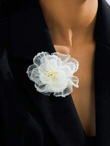 3pcs/1pc Classic Vintage Coin Floral Enamel Texture Metal Brooch Set, White & Gold Color, Versatile Elegant Accessory For Daily, Work, Party, Holiday Wear For Women - Large Frangipani - View 10