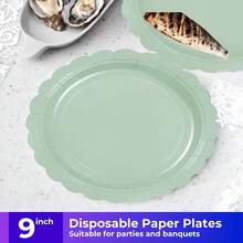 Bộ 80 món, tông màu xanh lá cây nhạt, bao gồm đĩa giấy 7 inch, khay giấy 9 inch, cốc 9 ounce và khăn ăn. Thích hợp cho đám cưới, tiệc tùng, trang trí tiệc, các buổi họp mặt hàng ngày, tiệc sinh nhật, tiệc cưới, câu lạc bộ, tiệc trà, tiệc theo chủ đề. - Xem 4