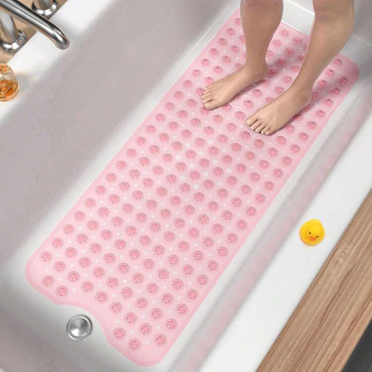 Thảm bồn tắm chống trượt siêu dài có lỗ thoát nước và giác hút, kích thước 40 x 16 inch, mềm mại cho bàn chân, có thể giặt máy - Lý tưởng cho gia đình, khách sạn và du lịch bằng ô tô - Có nhiều màu sắc để lựa chọn - Nhiều màu - Xem 16
