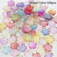 亚克力五瓣花珠 100 颗装 - DIY 首饰制作材料，半成品手工工艺配件 - 彩色 - 查看 8