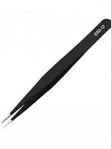 Bộ 2 nhíp làm móng nghệ thuật bằng thép không gỉ, đầu cong màu đen, có kẹp ghim, nhíp nhổ lông, nhíp nối mi, đầu thẳng. - màu đen - Xem 3