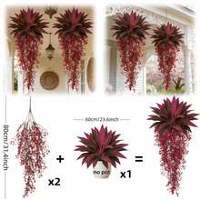 Large Luxury Artificial Hanging Purple Red Banana Leaf Fake Plant, Lifelike Green Leaves, No Maintenance Required, Suitable For Indoor/Outdoor Decor - Yard & Garden, Valentine's Day, Graduation, Easter, Ramadan, Mother's Day, Wedding Decoration, Applicable For Party, Porch, Living Room, Foyer, Porch Decor, Can Be DIY Shaped, Spring Indoor Decoration, Holiday Decoration - Multicolor - View 10