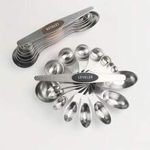 Set di misurini e cucchiai in acciaio inossidabile, 1 set, set di misurini e cucchiai magnetici a doppia faccia, pratico e facile da usare, adatto per cucinare e cuocere al forno. - Nero - 17 pezzi/set - Visualizzare 3