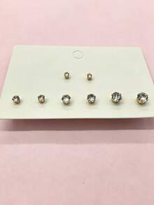14K镀金立方氧化锆耳钉，男女通用，不锈钢镀银/镀金耳环，3-4-5-6毫米圆形仿钻CZ耳钉，适合日常佩戴 - 如圖所示 - 查看 20