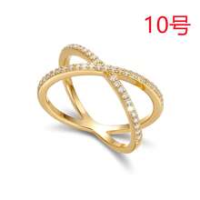 1 pieza Anillo de cobre con diseño minimalista de cruce y pavé de circonita - Dorado - Ver 12
