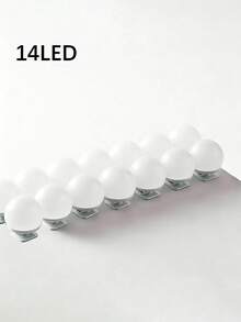 1个4/6/8/10/12/14LED化妆镜灯，USB供电，三档亮度调节，自粘式设计，三色化妆灯，化妆镜灯泡，镜子补光灯，儿童房装饰灯，婴儿房装饰照明，适用于梳妆台和更衣室腰带 - 白色 - 查看 13