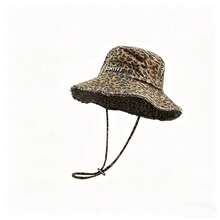 Sombrero de cubo con estampado de leopardo al estilo coreano, sombrero de ala pequeña versátil para mujer, de primavera/verano, de protección solar delgada - sombrero de pescador - Ver 3
