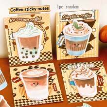 Cute & Fresh Milk Tea & Coffee Shaped Sticky Notes, Unique Memo Pads, Creative Stationery, Strong Adhesive For Students - Multicolor - View 8
