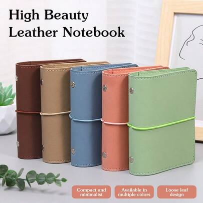 A7 Loose Leaf Notebook, 5-Ring Binder, Minimalist Artistic High-Quality Ins Style Soft Leather Journal, Portable Compact Blank Notebook For Travel, Planner, Schedule